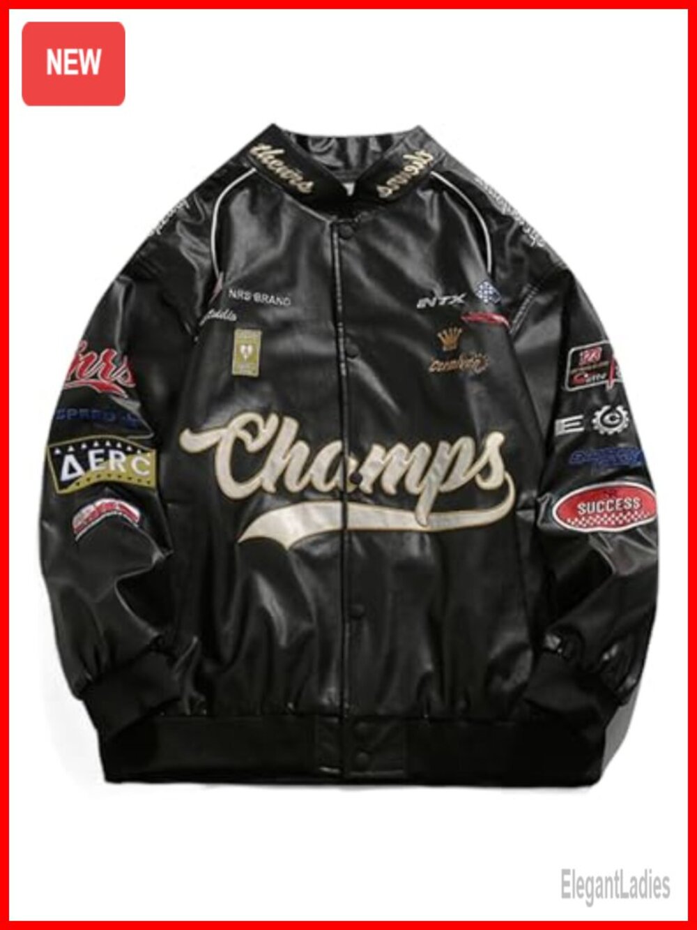 Faux Leather Racing Jacket Oversized Motorcycle Biker Streetwear